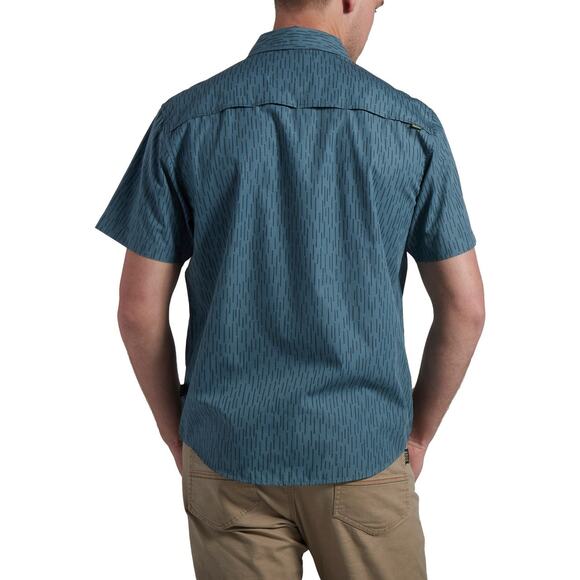 Howler Bros Tidepool Tech Shirt SeaSpray Check SS Button Vented Zip Pocket M - Picture 2 of 8